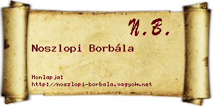 Noszlopi Borbála névjegykártya