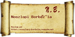 Noszlopi Borbála névjegykártya